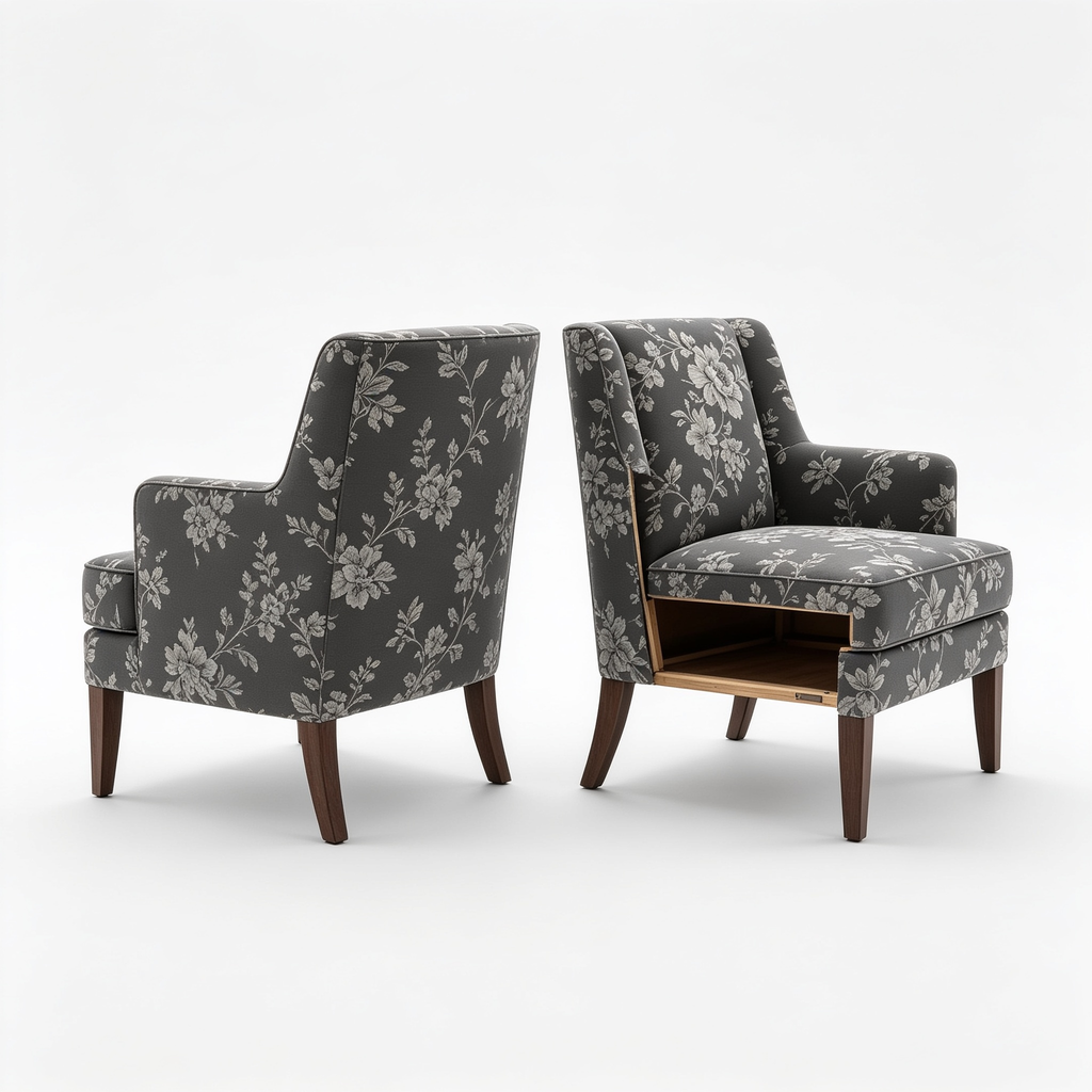 Syjs District Parsons Chair - Dark Grey Floral (Set of 2