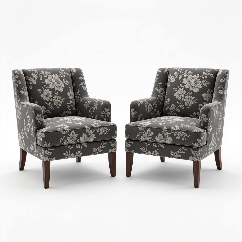Syjs District Parsons Chair - Dark Grey Floral (Set of 2