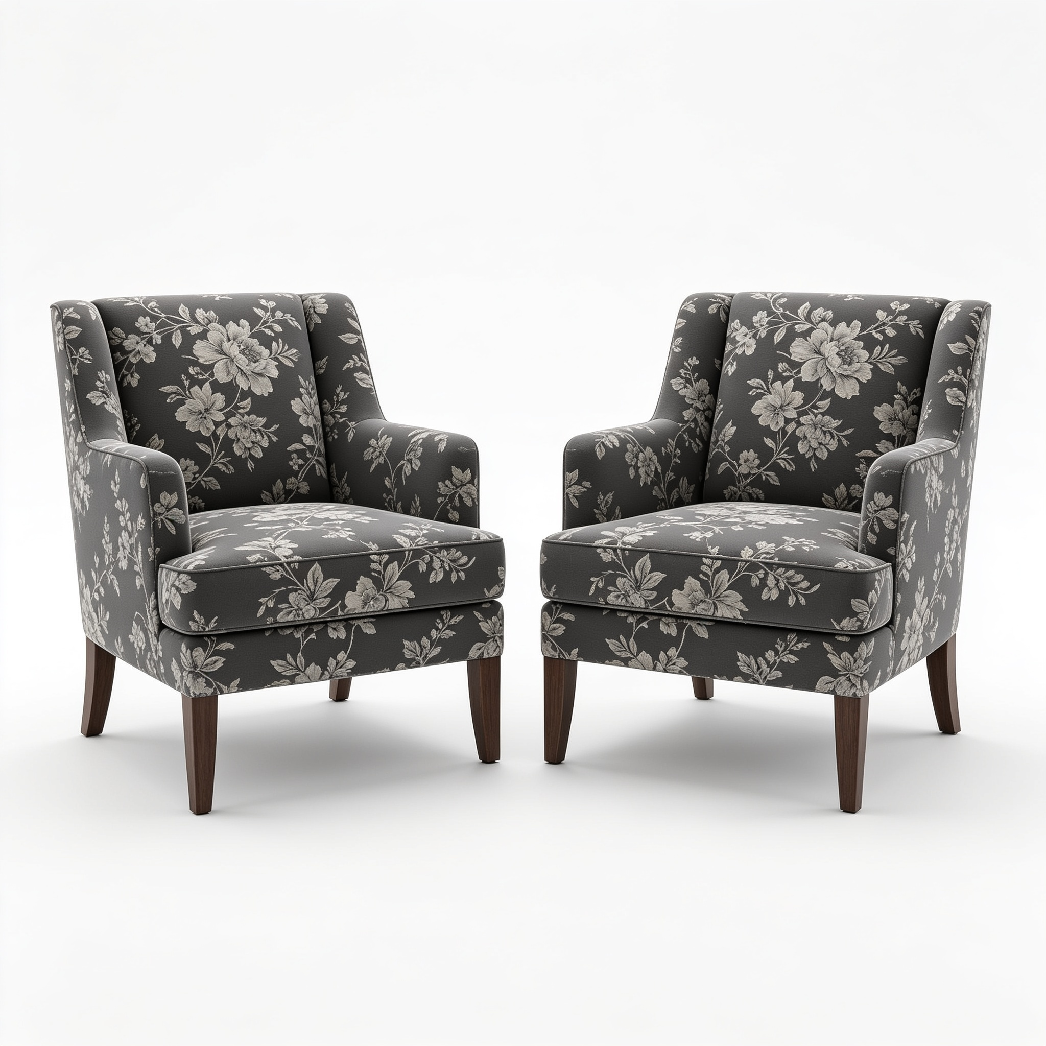 Syjs District Parsons Chair - Dark Grey Floral (Set of 2