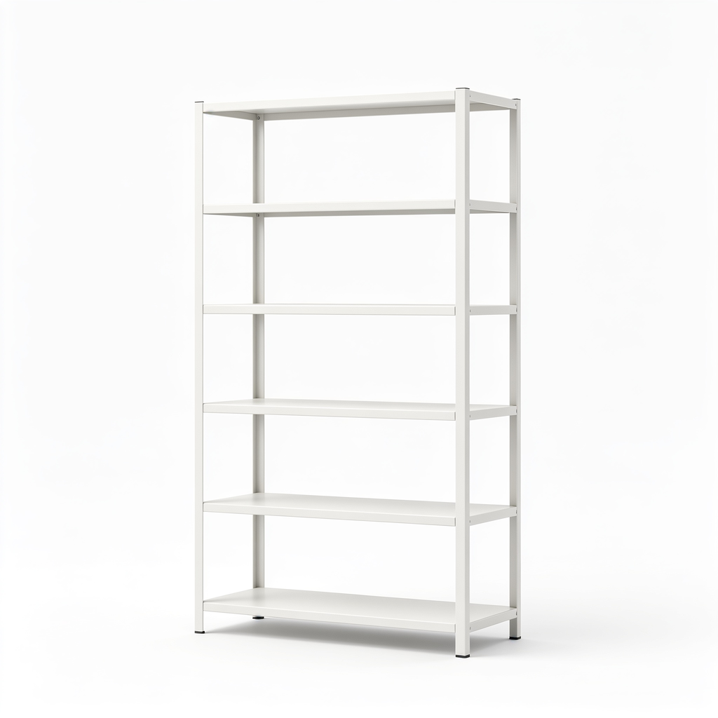 Syjs District Адказ Gemini5-Tier Metal Storage Shelf, Corner Rack & Indoor Plant Stand for Living Room, Kitchen, and Bathroom (Matte White